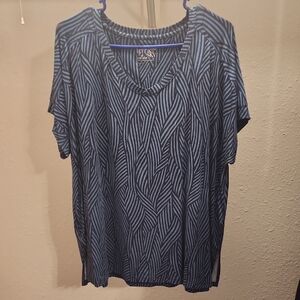 Terra & Sky Blue and Black Patterned Short Sleeve Tee